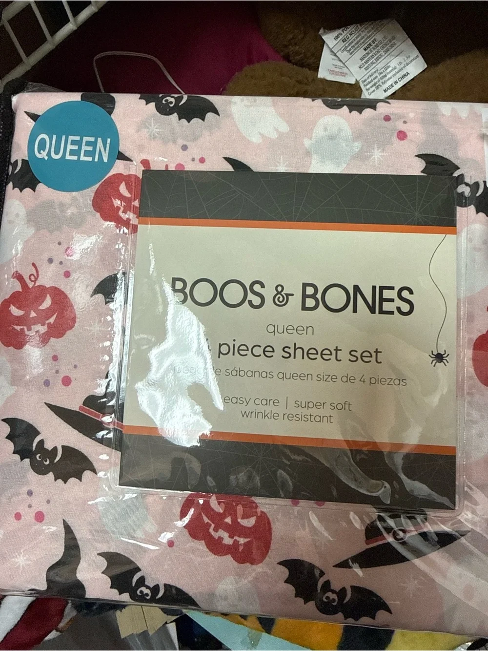 Queen Pink Halloween Sheet Set